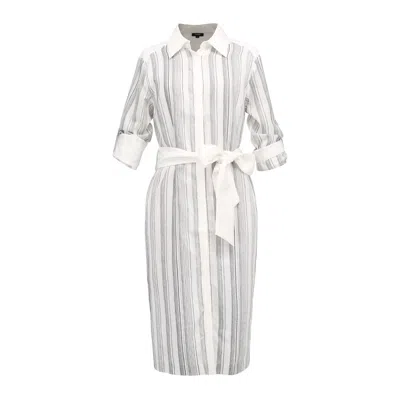 SMART AND JOY WOMEN'S BI-MATERIAL STRIPED SHIRT DRESS