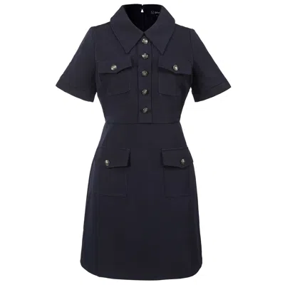 SMART AND JOY WOMEN'S BLUE SAFARI STYLE SHORT DRESS