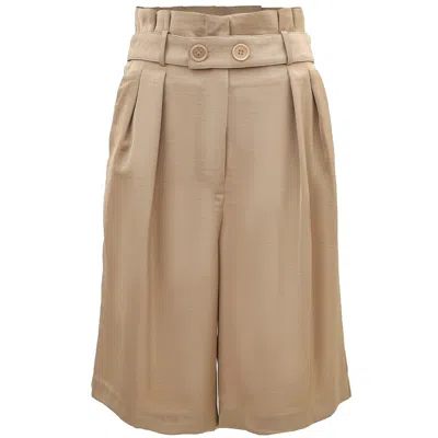 SMART AND JOY WOMEN'S BROWN HIGH WAIST BERMUDA SHORTS