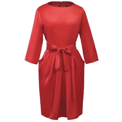 SMART AND JOY WOMEN'S PEGGED DRESS WITH PLEATS - RED