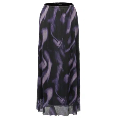 SMART AND JOY WOMEN'S ABSTRACT PRINT MESH MIDI SKIRT - PURPLE