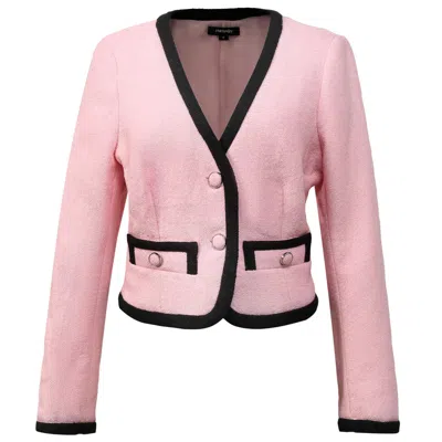 SMART AND JOY WOMEN'S CONTRASTING BIAS SHORT JACKET - PINK