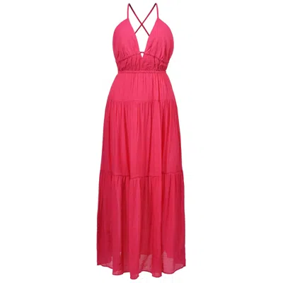 SMART AND JOY WOMEN'S STRAPPY MAXI SUMMER DRESS - FUCHSIA