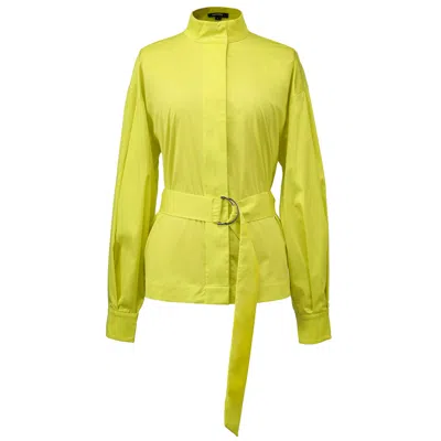 SMART AND JOY WOMEN'S HIGH NECK BELTED SHIRT - YELLOW