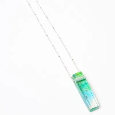 SMART GLASS JEWELRY WOMEN'S RECYCLED GLASS MOSAIC STILETTO CONFETTI NECKLACE STERLING SILVER