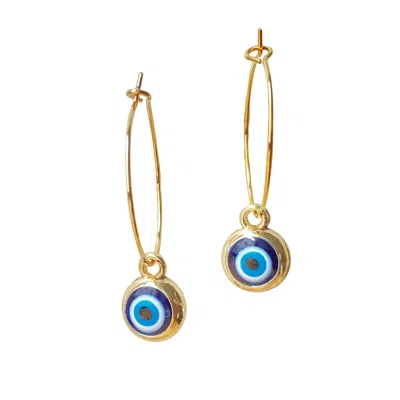 SMILLA BRAV WOMEN'S GOLD / BLUE EVIL EYE EARRINGS LENA