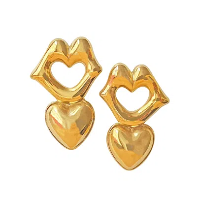 SMILLA BRAV WOMEN'S GOLD EARRINGS FLIRTY LIPS