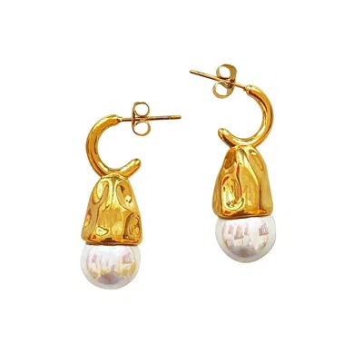 SMILLA BRAV WOMEN'S GOLD / WHITE EARRINGS JUNE