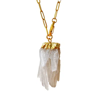 SMILLA BRAV WOMEN'S GOLD / WHITE QUARTZ NECKLACE OCEAN