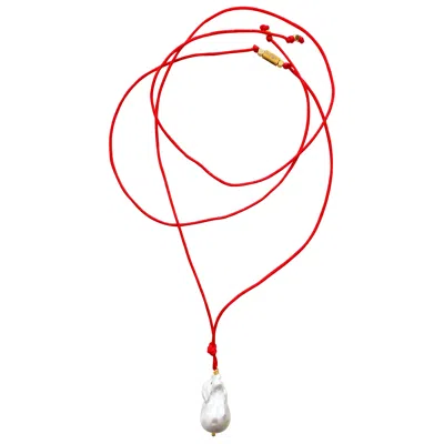 SMILLA BRAV WOMEN'S GOLD / WHITE / RED BAROQUE PEARL NECKLACE LUISA