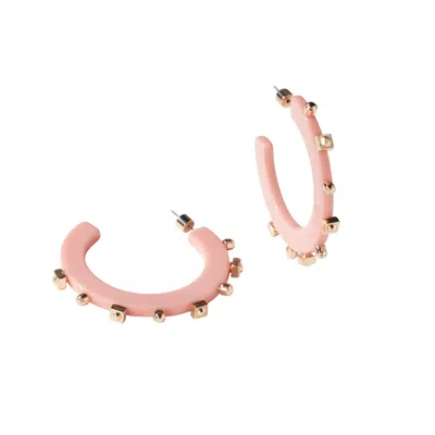 SMITH & CO. JEWEL DESIGN WOMEN'S YELLOW SOLID SMALL JEWEL HOOP - SALMON