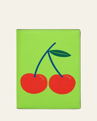 SMYTHSON CHERRY CHARM PASSPORT COVER IN PANAMA LEATHER