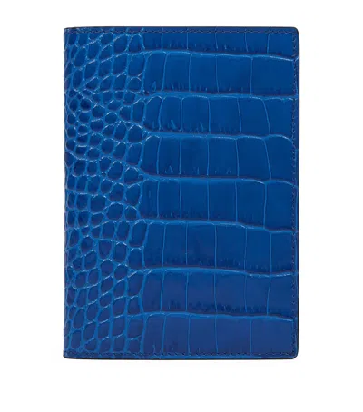 SMYTHSON CROC-EMBOSSED LEATHER PASSPORT COVER
