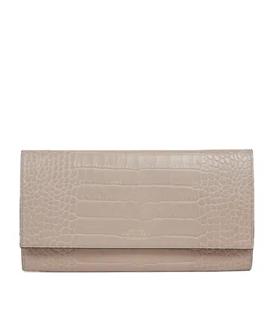 SMYTHSON LEATHER CROC-EMBOSSED MARSHALL TRAVEL WALLET