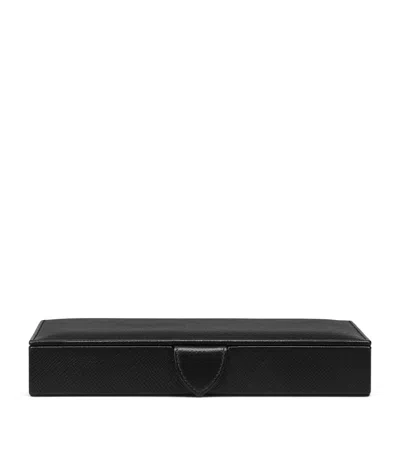SMYTHSON LEATHER PANAMA CUFFLINK BOX