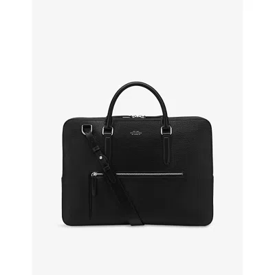 SMYTHSON MENS BLACK LUDLOW SLIM LEATHER BRIEFCASE