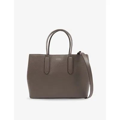 SMYTHSON MENS DARK TAUPE LUDLOW SMALL DAY LEATHER TOTE BAG