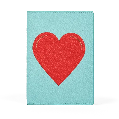 SMYTHSON SMYTHSON PASSPORT HEART CHARM COVER IN PANAMA