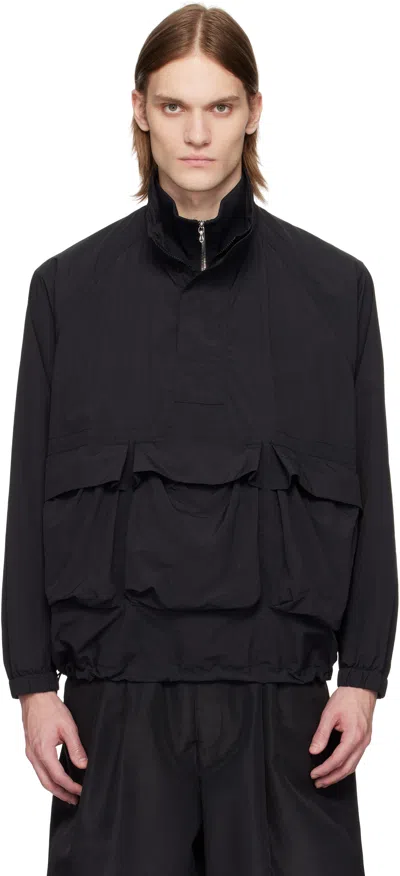 SNOW PEAK BLACK NYLON TUSSAH ANORAK