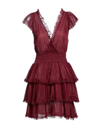 SOALLURE SOALLURE WOMAN MINI DRESS BURGUNDY SIZE 8 POLYAMIDE