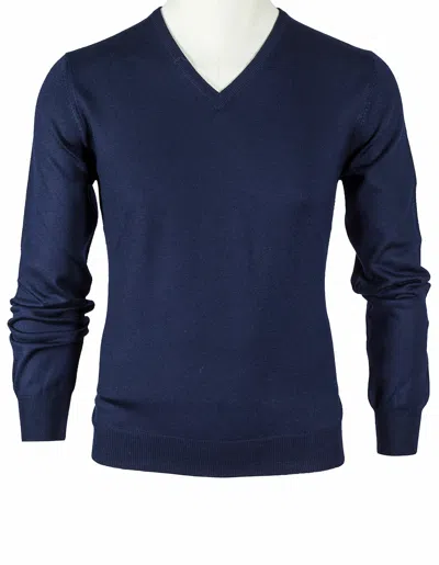 SOBS HERRENMODE SOBS V-KRAGENPULLOVER IN DUNKELBLAU AUS SCHURWOLLE /// REGEUR260