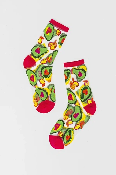 SOCK CANDY AVOCADO LOVER SHEER SOCK IN GREEN, WOMEN'S AT URBAN OUTFITTERS