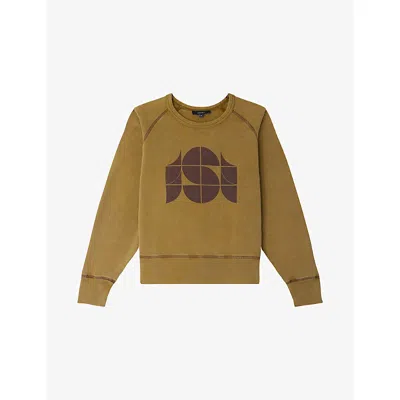 SOEUR WOMENS BRONZE APOLLO MONOGRAM-PRINT COTTON-FLEECE SWEATSHIRT