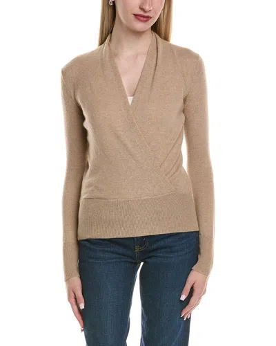 SOFIACASHMERE MODERN FAUX WRAP WOOL & CASHMERE-BLEND SWEATER