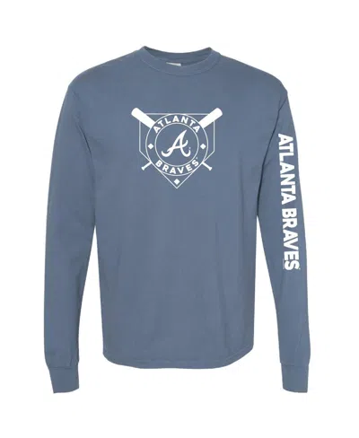SOFT AS A GRAPE WOMEN'S NAVY ATLANTA BRAVES PIGMENT DYE LONG SLEEVE T-SHIRT