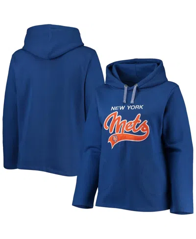 SOFT AS A GRAPE WOMEN'S SOFT AS A GRAPE ROYAL NEW YORK METS PLUS SIZE SIDE SPLIT PULLOVER HOODIE