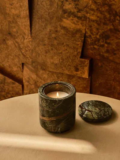 SOHO HOME LEATHER & OUD FOREST GREEN MARBLE CANDLE 250G