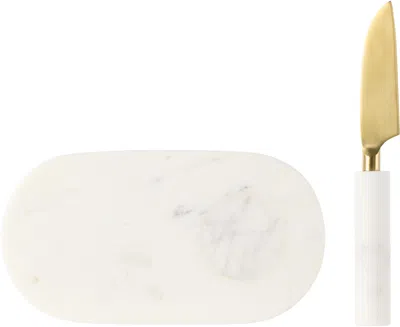 SOHO HOME WHITE JERMYN CHOPPING BOARD & KNIFE SET