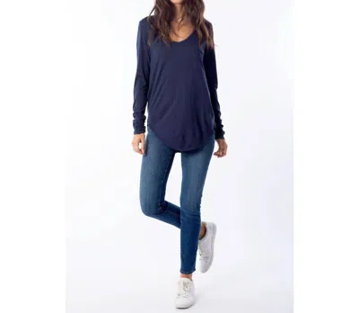 SOL ANGELES ESSENTIAL LONG SLEEVE TORQUE TEE IN INDIGO