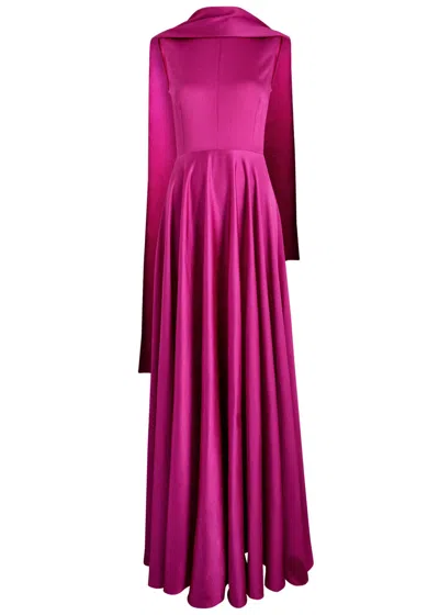 SOLACE LONDON SOLACE LONDON EMELIA DRAPED SATIN MAXI DRESS