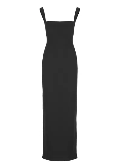SOLACE LONDON JONI BLACK MAXI DRESS WITH SQUARE NECK AND OPEN BACK WOMAN