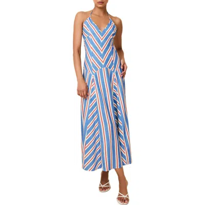 SOLID & STRIPED SOLID & STRIPED THE ALESSIO STRIPE LINEN BLEND HALTER DRESS