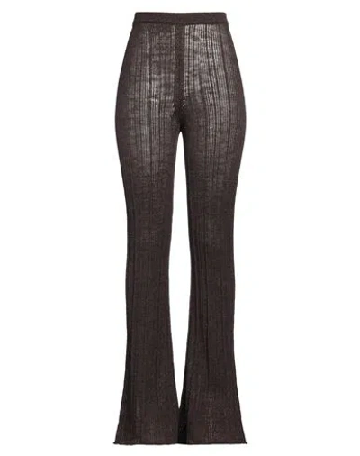 SOLOTRE SOLOTRE WOMAN PANTS DARK BROWN SIZE 3 COTTON, LINEN, POLYAMIDE