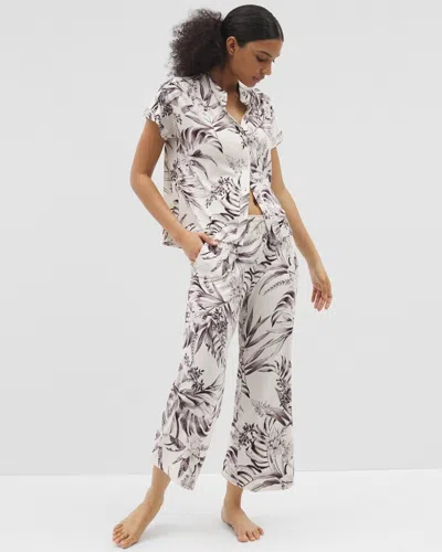 SOMA WOMEN'S COOL NIGHTS CROPPED PAJAMA PANTS IN IVORY SIZE SMALL | SOMA MOTHER'S DAY PAJAMAS