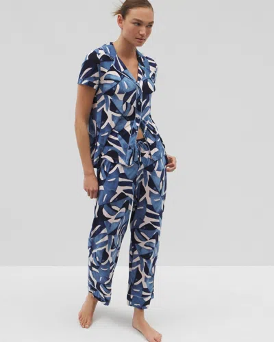 SOMA WOMEN'S COOL NIGHTS PRINTED PAJAMA PANTS IN BLUE SIZE XS | SOMA MOTHER'S DAY PAJAMAS