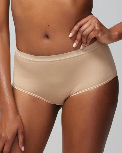 SOMA WOMEN'S COTTON MODERN BRIEF PANTY IN NUDE SIZE SMALL | SOMA