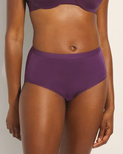 SOMA WOMEN'S COTTON MODERN BRIEF PANTY IN PURPLE SIZE SMALL | SOMA