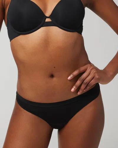 SOMA WOMEN'S COTTON THONG PANTY IN BLACK SIZE XS | SOMA