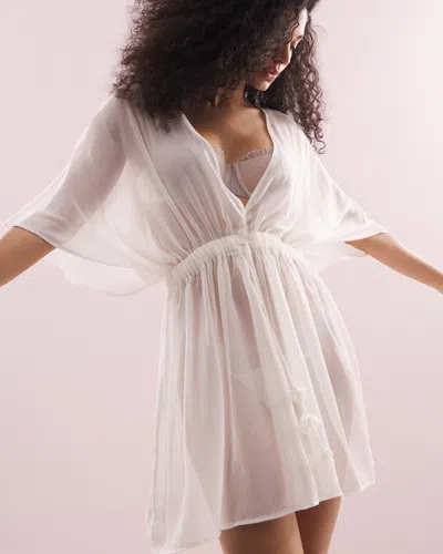 SOMA WOMEN'S CRINKLE CHIFFON TIE ROBE IN IVORY SIZE LARGE/XL | SOMA'S SEXIEST LINGERIE