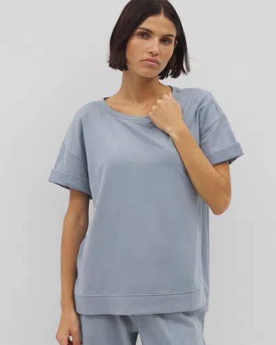 SOMA WOMEN'S ESSENTIAL TERRY RELAXED SHORT SLEEVE TOP IN BLUE SIZE MEDIUM | SOMA GIFTS FOR MOM