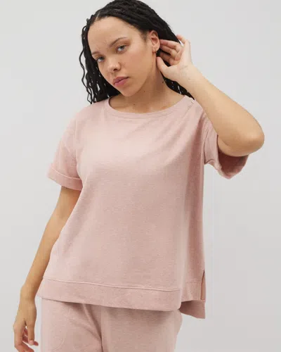 SOMA WOMEN'S ESSENTIAL TERRY RELAXED SHORT SLEEVE TOP IN NEUTRAL SIZE 2XL | SOMA GIFTS FOR MOM