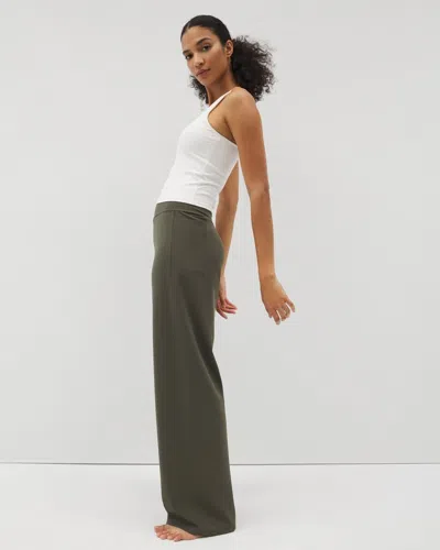 SOMA WOMEN'S HIGH-WAIST WIDE-LEG PANTS IN GREEN SIZE LARGE | SOMA