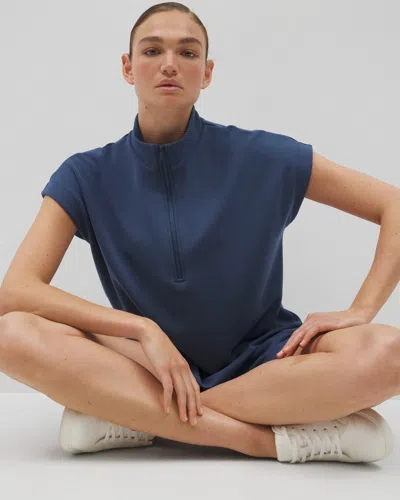 SOMA WOMEN'S LUXE MODAL QUARTER ZIP TOP IN BLUE SIZE 2XL | SOMA GIFTS FOR MOM