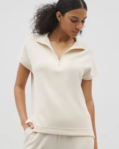 SOMA WOMEN'S LUXE MODAL QUARTER ZIP TOP IN IVORY SIZE LARGE | SOMA GIFTS FOR MOM