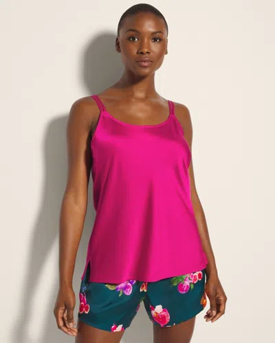 SOMA WOMEN'S SATIN DOUBLE STRAP CAMI PAJAMA TOP IN PINK SIZE MEDIUM | SOMA PAJAMA SETS