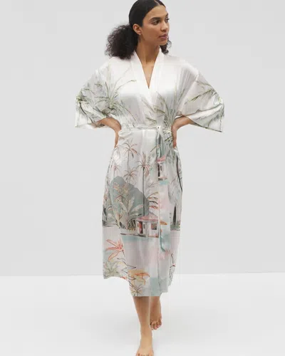 SOMA WOMEN'S SATIN LONG ROBE IN IVORY SIZE LARGE/XL | SOMA